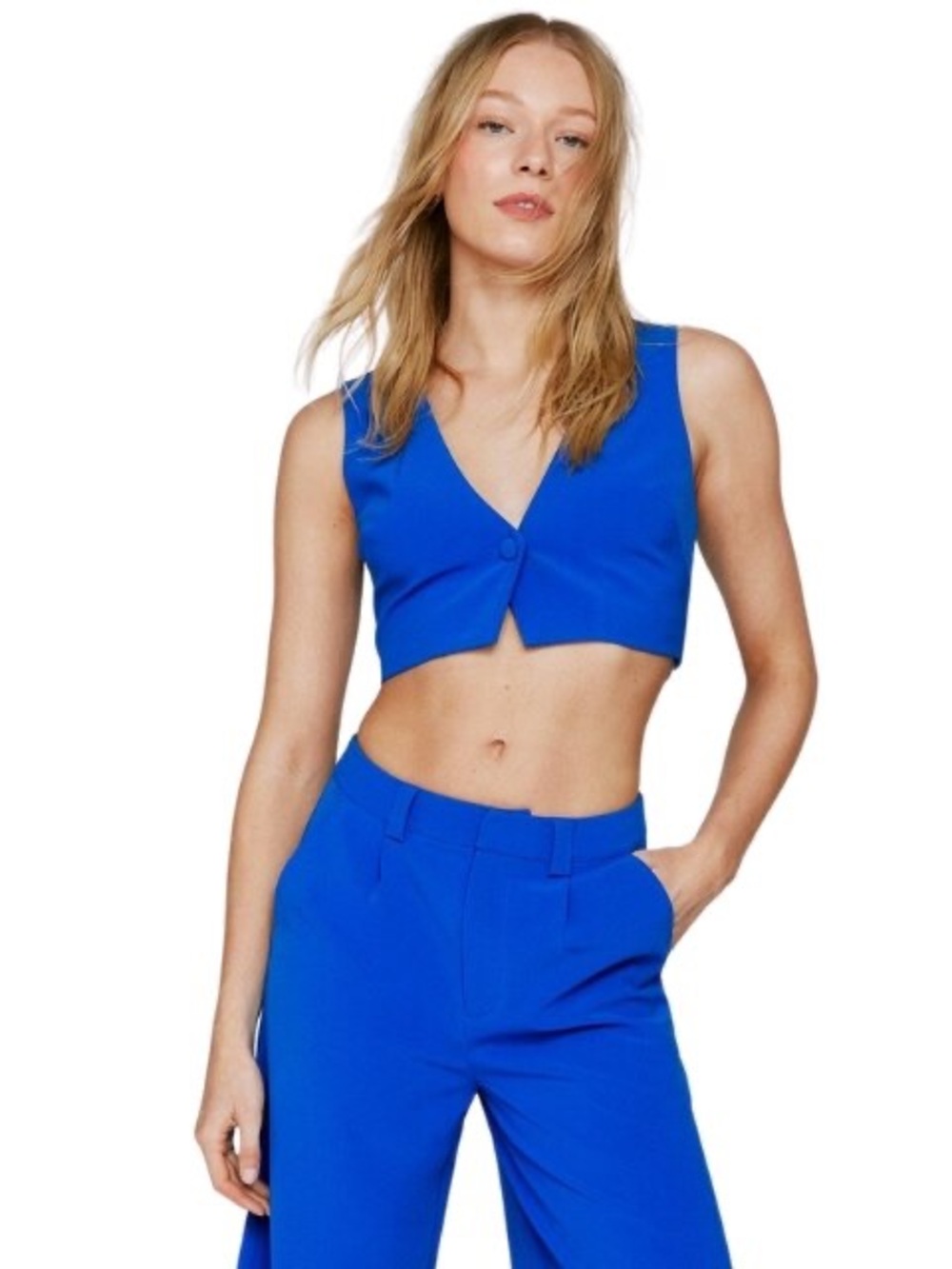 Nasty Gal Vibrant Cobalt Blue Sleeveless Cropped Vest - NWT